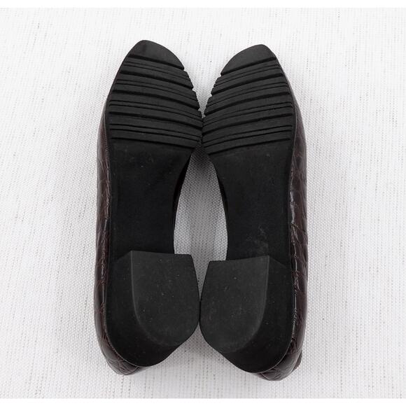 Salvatore Ferragamo Pumps 7.5 Low Heel Narrow Croc Embossed Work Comfort Shoes - Picture 9 of 16